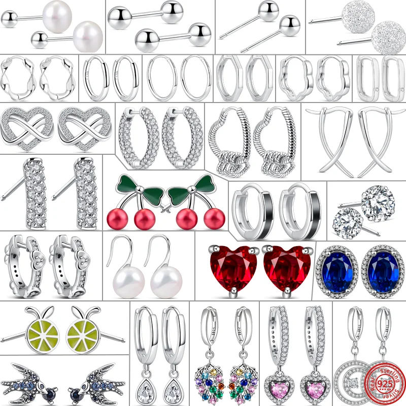 

Authentic 925 Sterling Silver Sparkling Earrings Infinite Heart Charm Pearl Love Zircon Fine Earrings Women Jewelry Anniversary