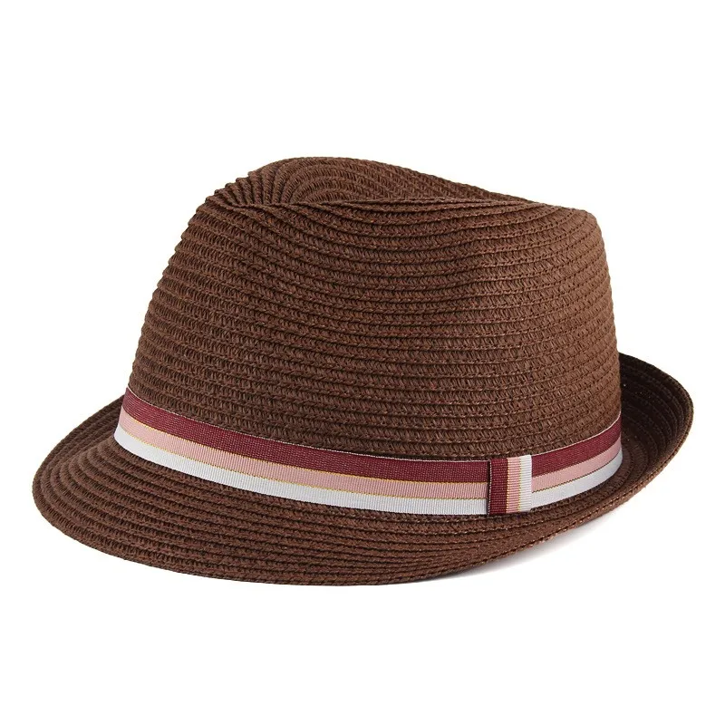 

Summer Unisex Wide Brim Casual Straw Fedora Hat Jazz Style Beach Panama Top Classic Cap