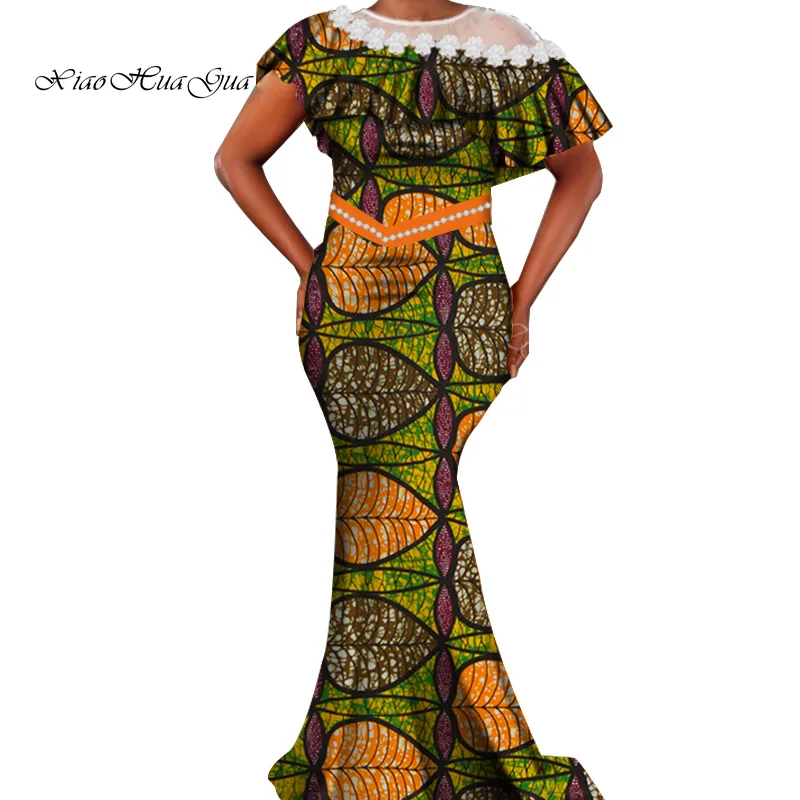 

African Dresses for Women African Wax Print Floor Length Evening Wedding African Dress Women Elegant Ankara Dresses WY7338