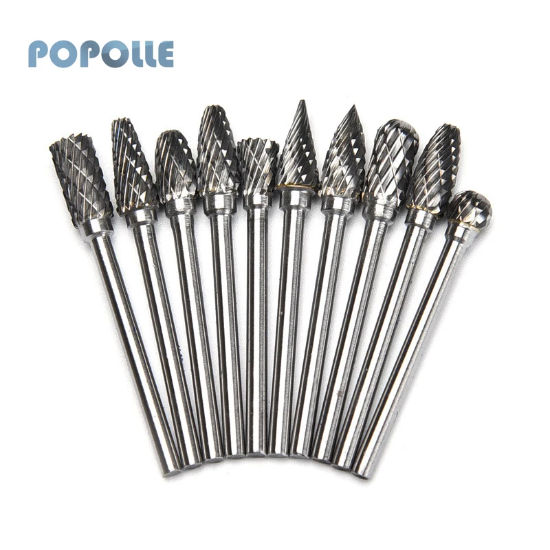 

10 шт./компл. карбидный роторный напильник для резьбы по дереву полировка Вольфрамовая сталь фрезерная головка алмазное Удаление заусенцев ...