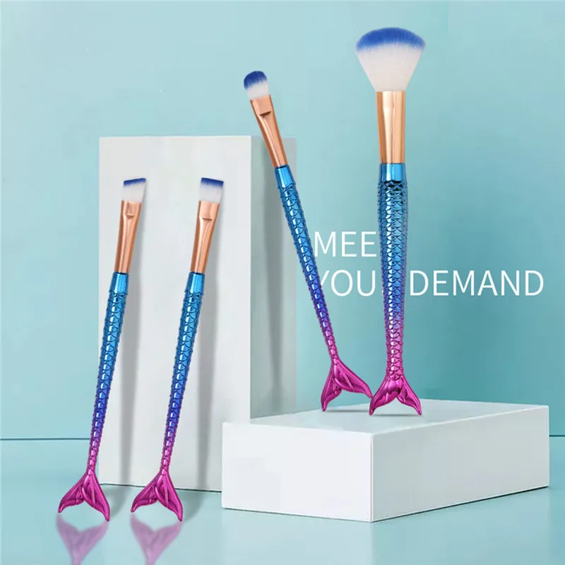 Кисти для макияжа русалки 4 шт./компл. мягкая пушистая блестящая кисть подводка