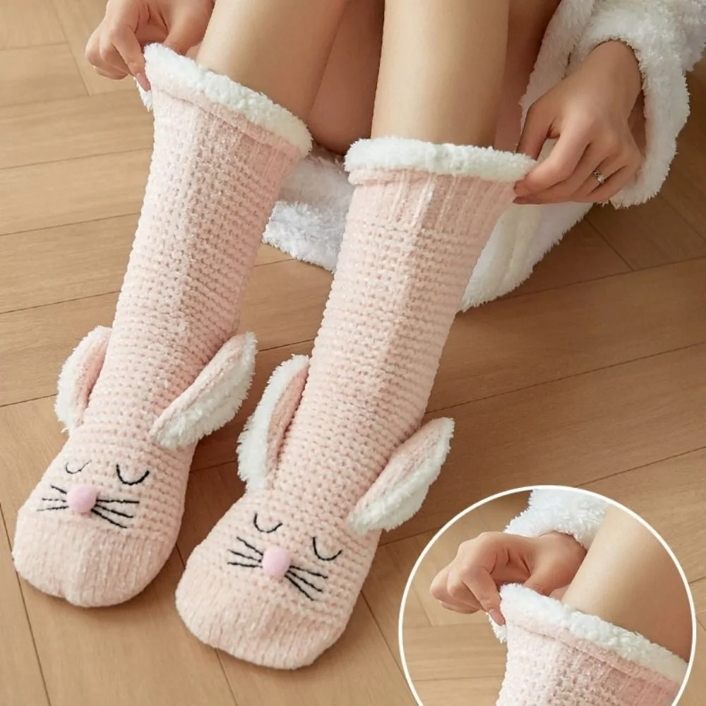 

Non Slip Winter Socks Soft Rabbit Ear Warm Plush Floor Slippers Sock Thick Keep Warm Carpet Socks Home