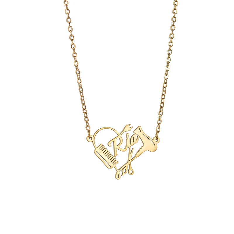 Goxijite персонализированное имя ожерелье из нержавеющей стали на заказ ножницы фен