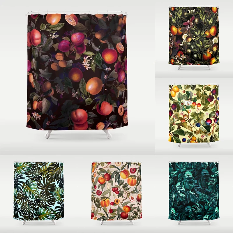 

Abstract Plant Bird Animal Fruit Flower Garden Pattern Bathroom Curtain Home Decor Waterproof Bathtub Personality Shower Curtain