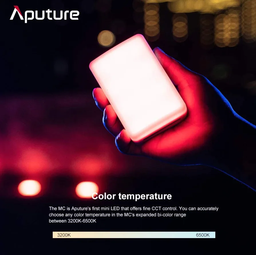 Aputure MC AL-MC RGBWW Светодиодная лампа s 3200K-6500K освещение для фотосъемки цветовая