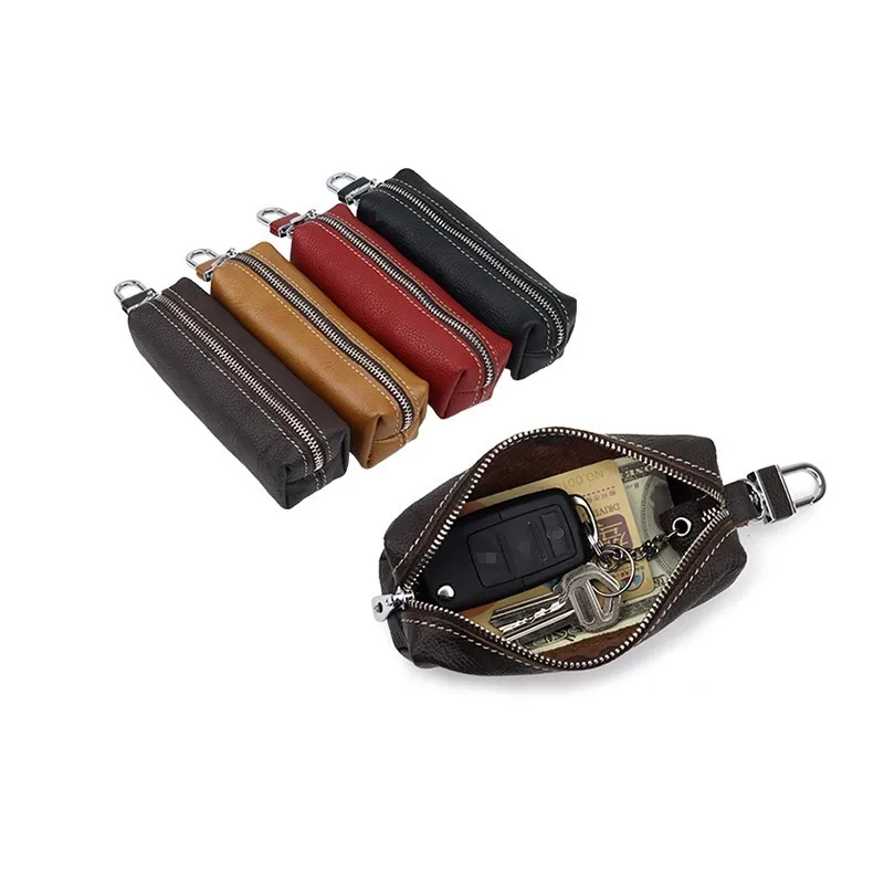 

Car Key Case Leather Keychain Men Women Wallets Business Key Holder Housekeepers Covers Zipper Key Bag Pouch Keys Organizer