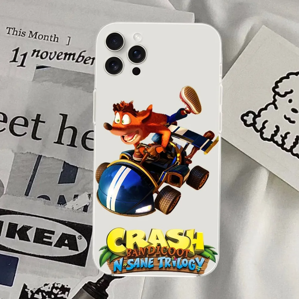 Чехол для телефона Game C-Crash B-Bandicoot iPhone Mini Plus 11 13 12 14 15 8 Pro XS Max X SE XR прозрачный корпус