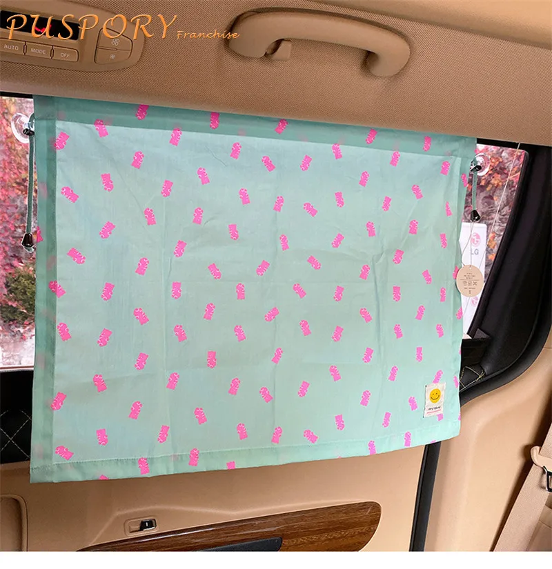 

Затенение для детского автомобиля, занавеска от солнца, защита от комаров, занавеска для новорожденных из хлопчатобумажной ткани с мультяш...