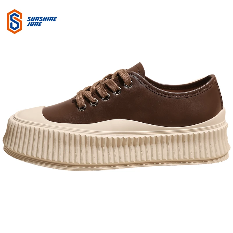 Women ins Thick-soled brown shoes women's 2022 new autumn casual shoes women luxury All-match shoes Ladys fashion Casual