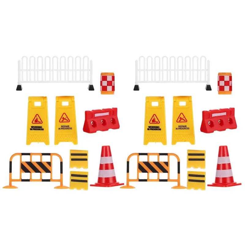

18pcs Road Sign Toy Models City Traffic Barricades Signs Simulated Scene Toy
