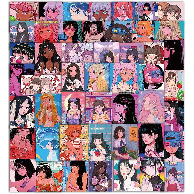 10/30/50pcs Pack Aesthetic Stickers Cute Girl Notebooks Laptop Scrapbooking Material Adesivos Vintage Stationery Pink Sticker