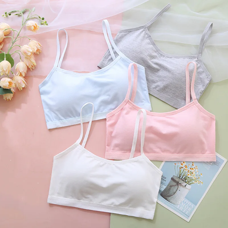 

New Popular Girls Sports Bralette Breathable Tube Tops Padded Seamless Crop Bra Soft Cotton Training Bra