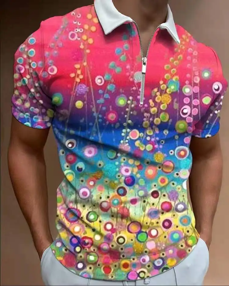 Fashion Summer Polo Shirt Floral 3D Print Short Sleeve Polo Shirt Harajuku Street Leisure Sports T-shirt Tops