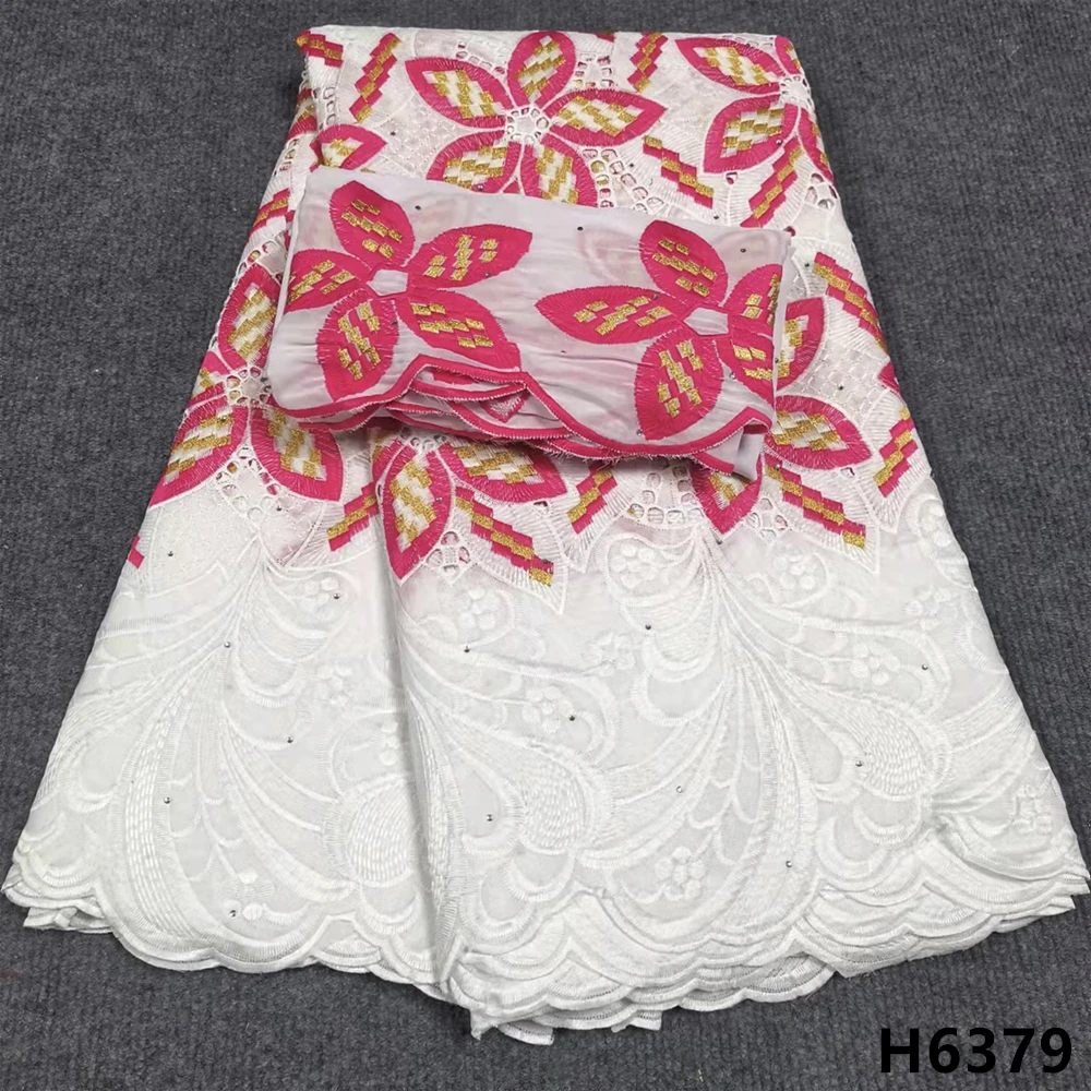 

Swiss Lace Fabric 7 Yards tissus africain broderie voile brodé coton dubai nouvelle aririvage voile suisse coton For Sew HJ6379