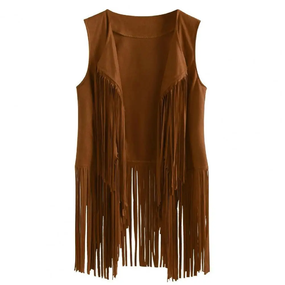 

Vest Suit Earrings Necklace Glasses Tassel Decor Sleeveless Solid Color Western Cowboy Waistcoat Stainless Exquisite Vintage Jew