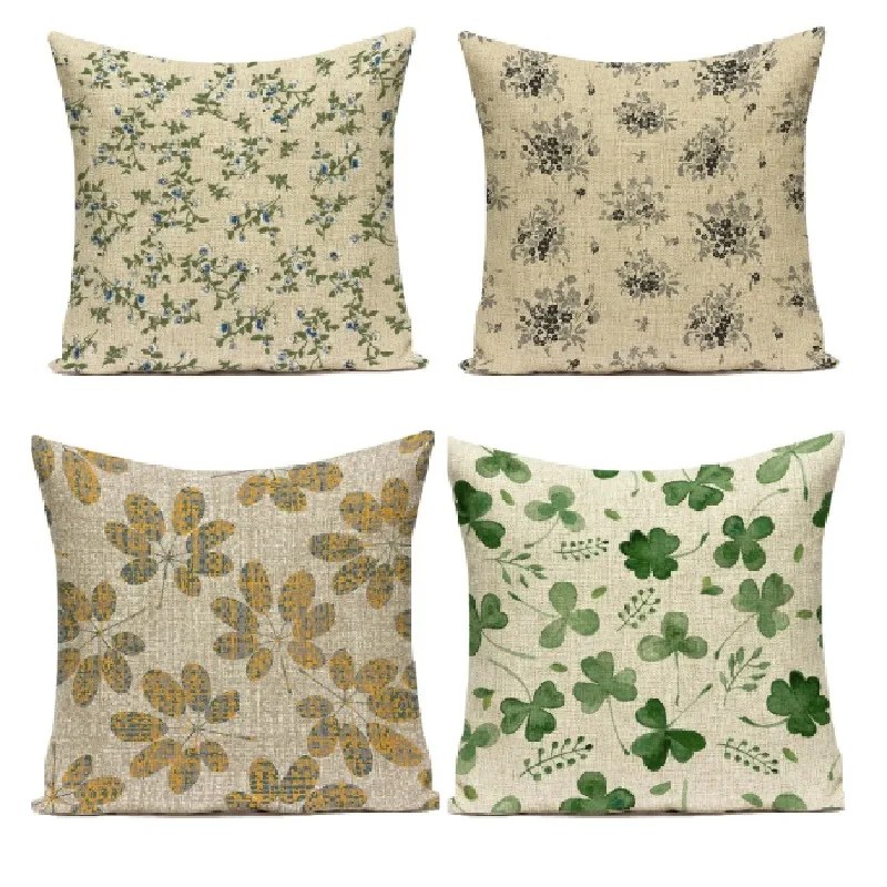 

Home Decor Print Cushion Cover Retro Nordic Plant Filling 45x45cm Square Living Room Vintage Floral Chair Textile Cojines E2142