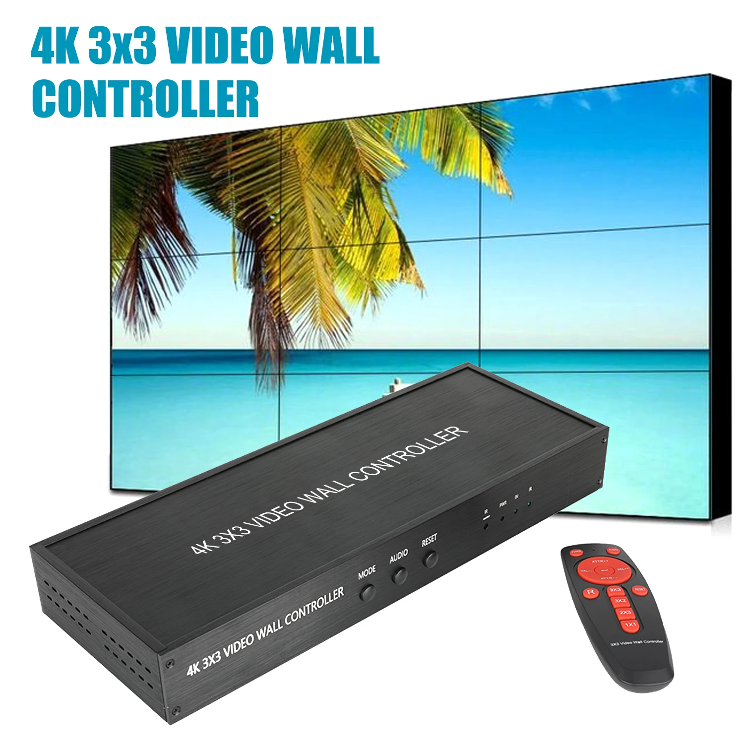 

4K 3x3 Video Wall Controller Screen Stitching Processor 3x2 2x2 3x1 1x4 2x3 4x2 2x4 9 HDMI-compatible Monitor Display Splicer