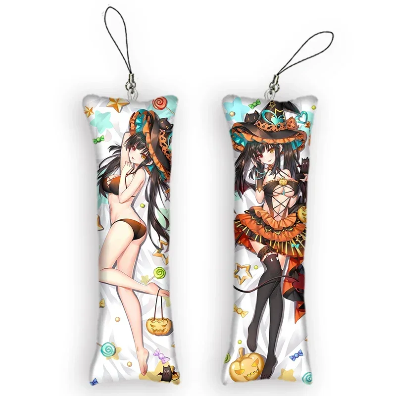 Fashion4x12cmCute Kurumi Tokisaki Mini Dakimakura Key Chain Anime Date A Live Pendant Otaku Bag Backpack Decor Keychain Gifts