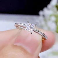 1ct princess cut stunning moissanite ring for women luxury 14k white gold color wedding engagement ring dossy jewelry