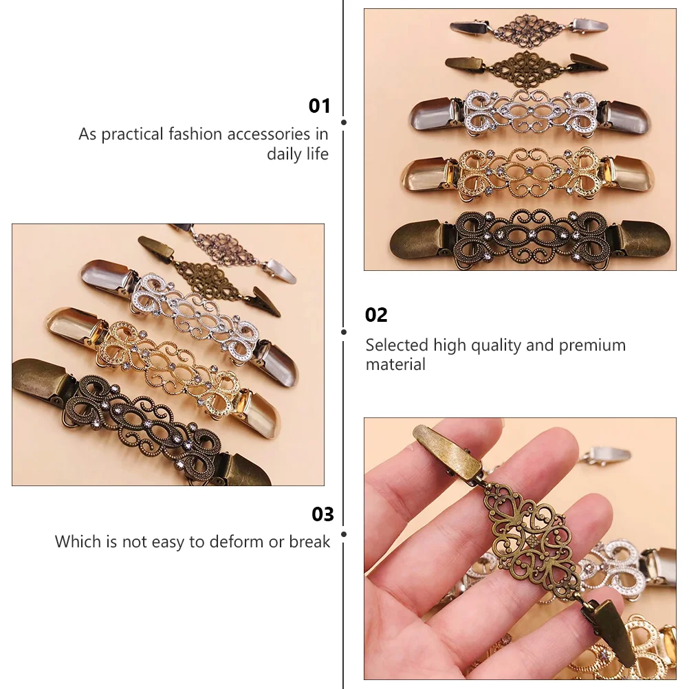 5 Pcs Sweater Shirt Flower Cardigan Clip Women's Miss Vintage Decor Dresses Brooch Clips Button down Alloy (iron) Shawl |