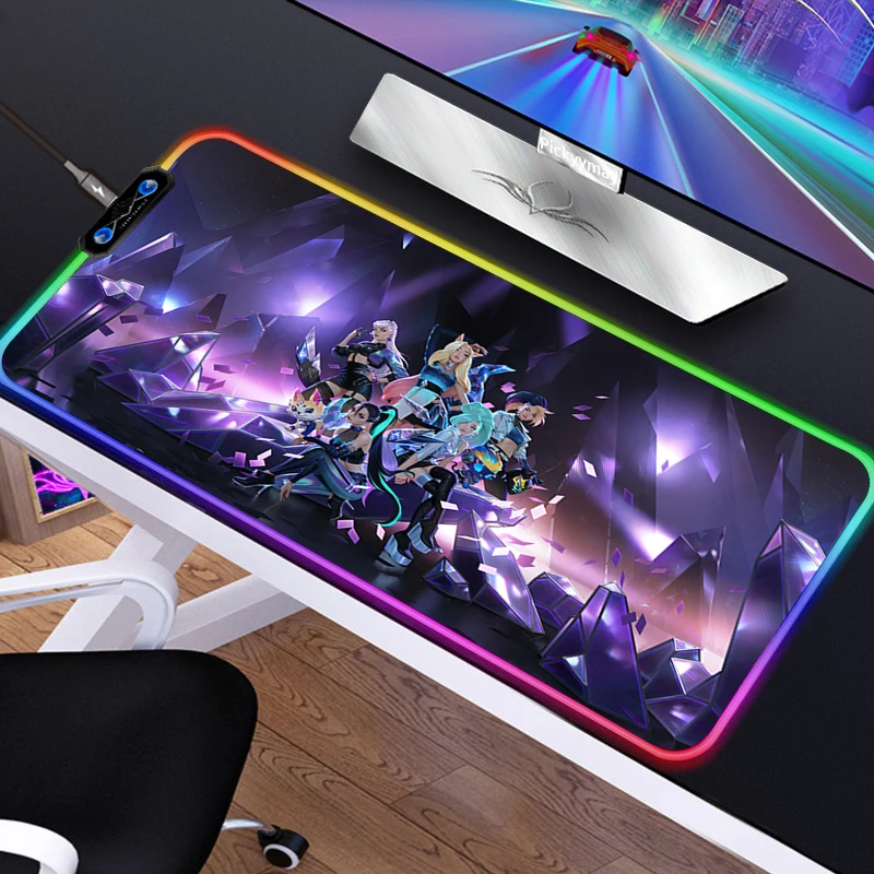 

League of Legends Kda Gaming Mouse Pad Keyboard Mat Desk Pad Gaming Accessories Mousepad Rgb Led Mouse Game Pc Mats for Mice