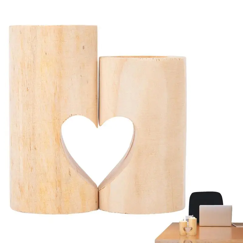 

Wood Heart Shape Tea Light Candle Holder Country Style Candlestick Idle Gift For Wedding Party Home Spa Christmas Birthday