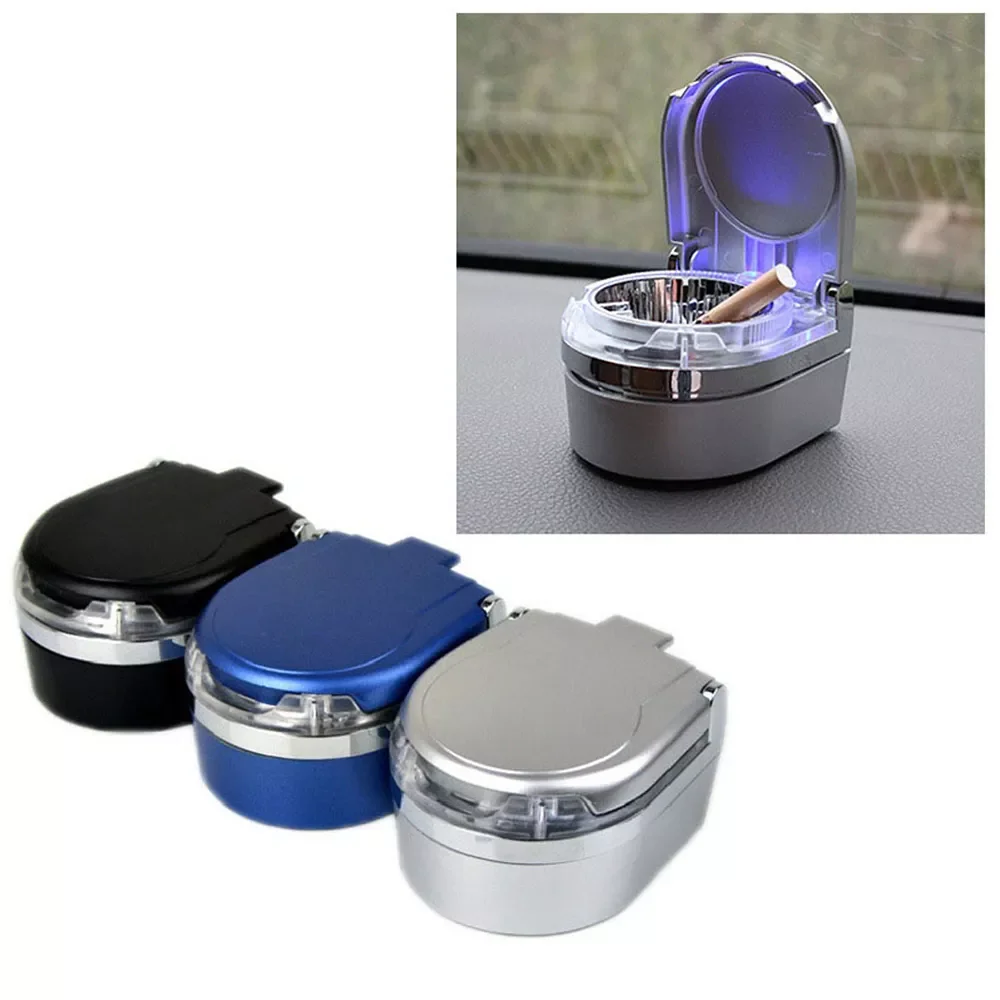 

Portable Universal Car Ashtray With LED Lights Smoke Hole Auto Interior Parts Fashion Design Ashtray Vehicle Accessories