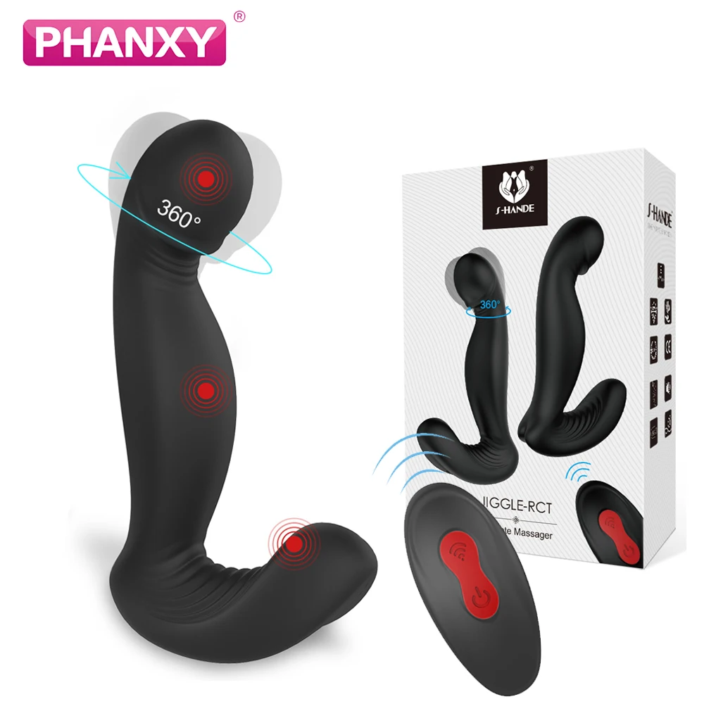 PHANXY 360 градусов массажер простаты вращающийся Анальный вибратор двойной мотор