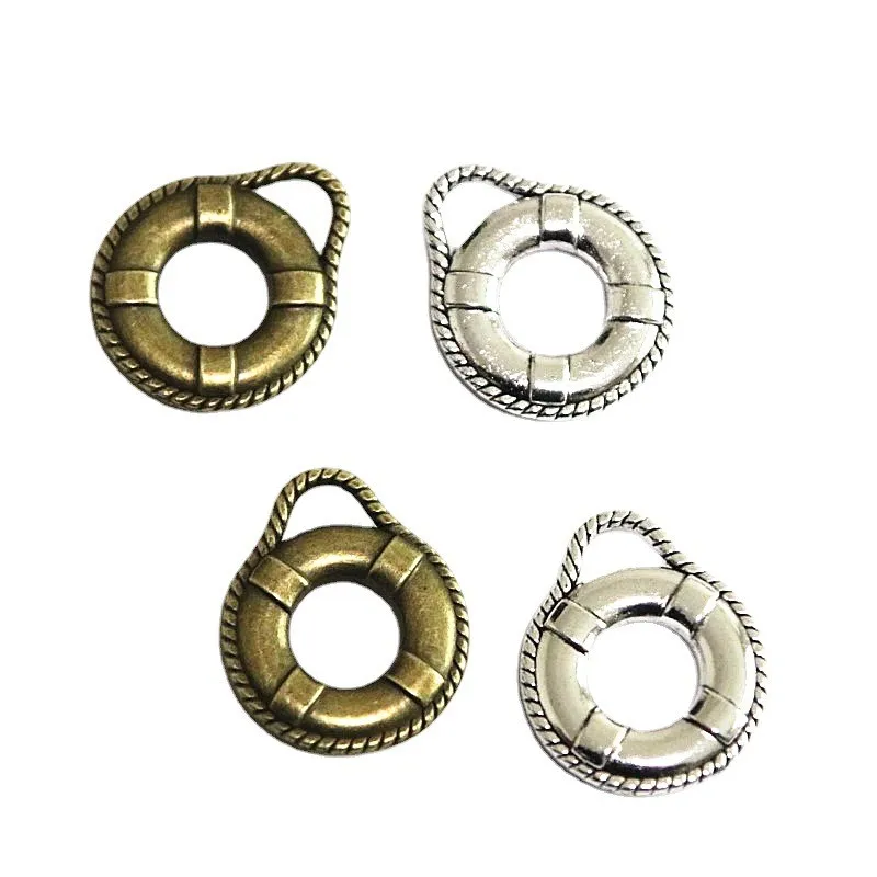 

30Pcs/Lot 18*21.5MM Antique Silver Plated Bronze Color Retro Swimming Ring Charms Pendant DIY Accessories