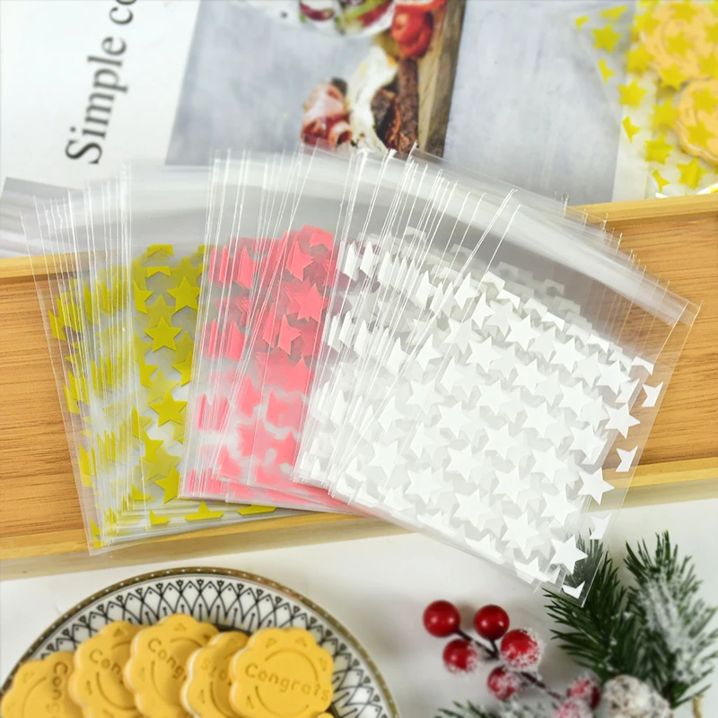 100 шт. прозрачные подарочные пакеты в виде звезд 8 х10 см