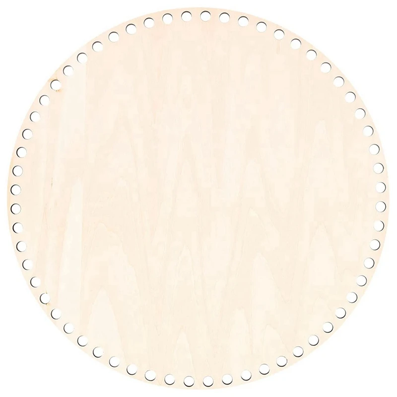 

5Pc 30Cm Natural Wooden Basket Bottom With Hole, Circle Blank Wood Base For DIY Knitting Crochet Bag Bottom Shaper Craft