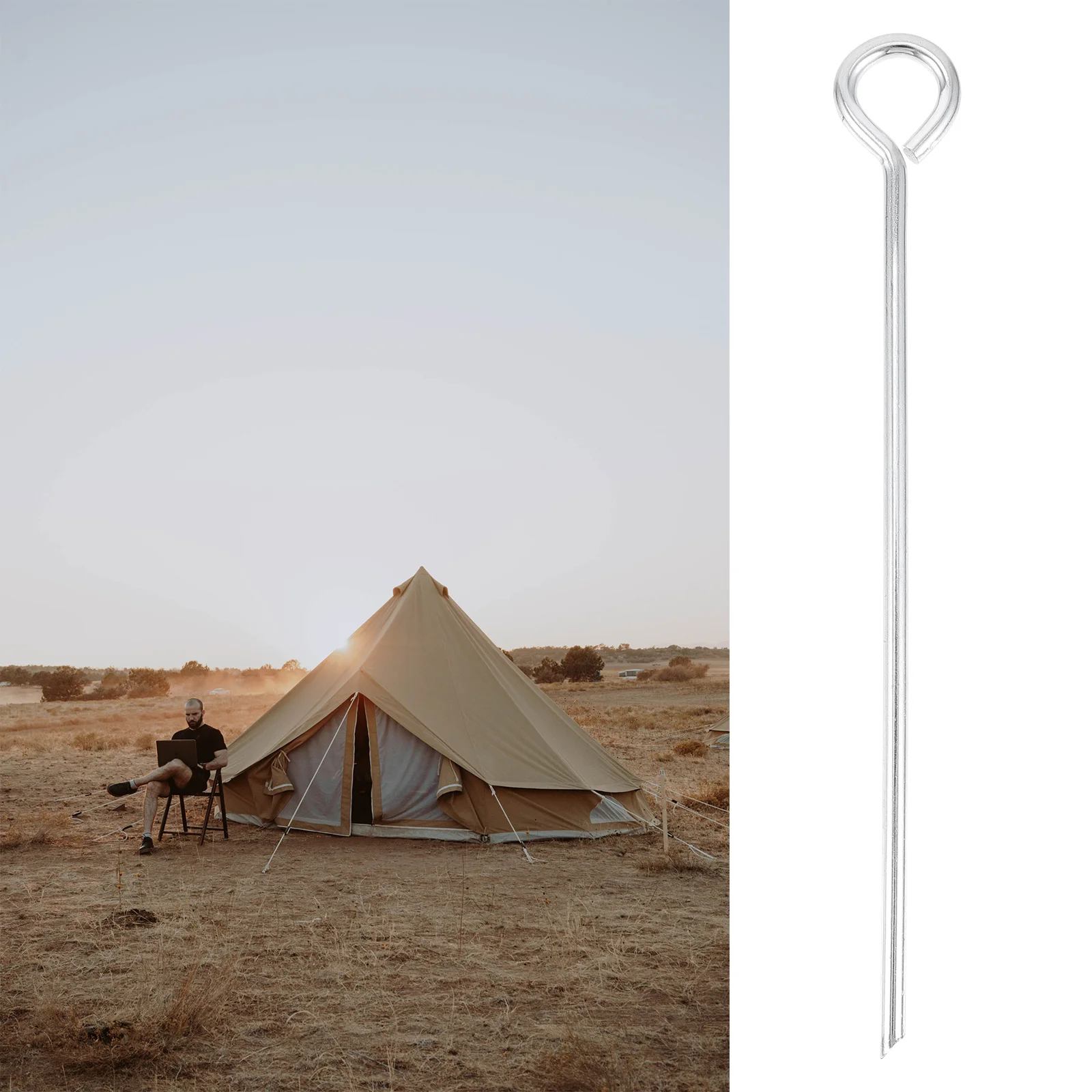 

Tent Stakes Pegs Camping Peg Canopy Steel Ground Metal Beach Tarp Nail Outdoor Garden Anchors Stainless Patio Shade Snow