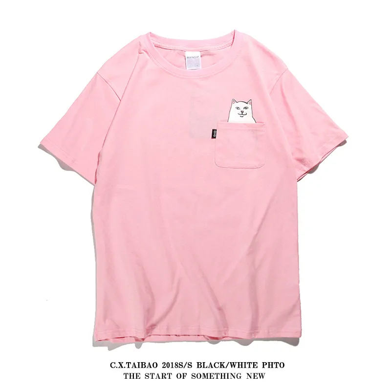 

Black Cotton T-Shirt Brand Pocket Cute Cat Middle Finger 3D Printed Tshirt Casual Despise Shirts Funny Tee Shirt Harajuku Tops