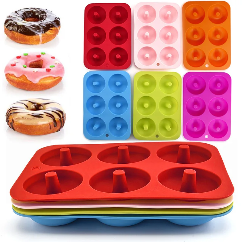 

Silicone Nonstick Baking Pans for Cookie Pastry Chocolate Round Cake Mold for Bread DIY 6PC Accessories and Donut Tools Bakeware