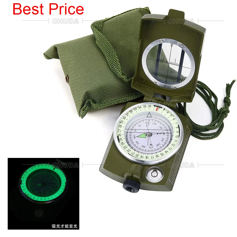 

5Pcs 4580 Military Green Compass with Nylon Bodypack Aiming Disc Level Meter Luminous Scale Outdoor Azimuth Instrument