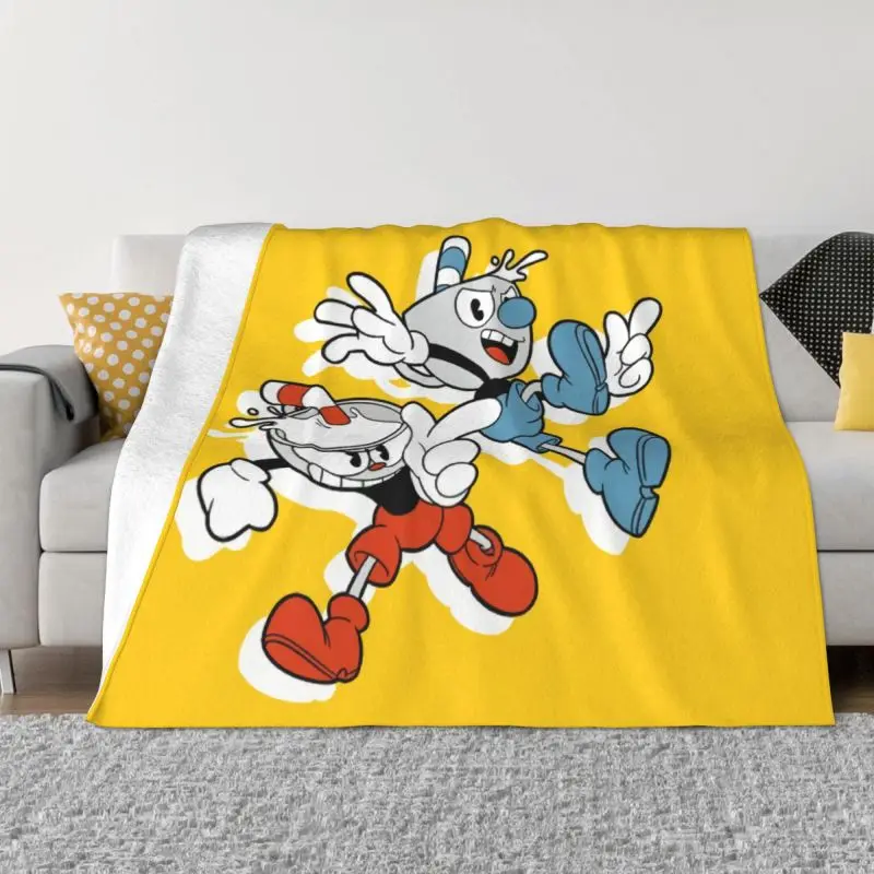 

It's Up To You Ultra-Soft Fleece Throw Blanket Warm Flannel Cuphead Mugman Cartoon Game Blankets for Bed Travel Couch Bedspreads