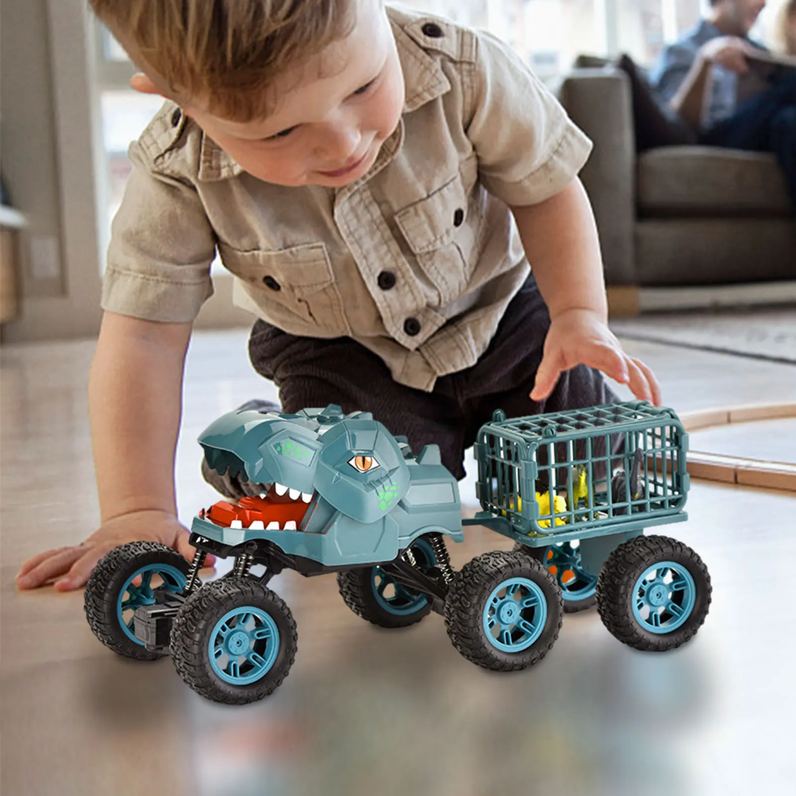 

Радиоуправляемая игрушечная машинка с дистанционным управлением, игрушечный автомобиль Динозавр для мальчиков и девочек, крутой подарок н...
