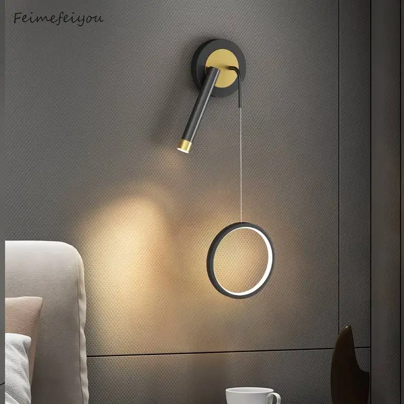 

Wall Lamp Nordic Bedroom Bedside Lamp Simple Modern Creative With Spotlight Multifunctional LivingRoom Study Interior Wall Light