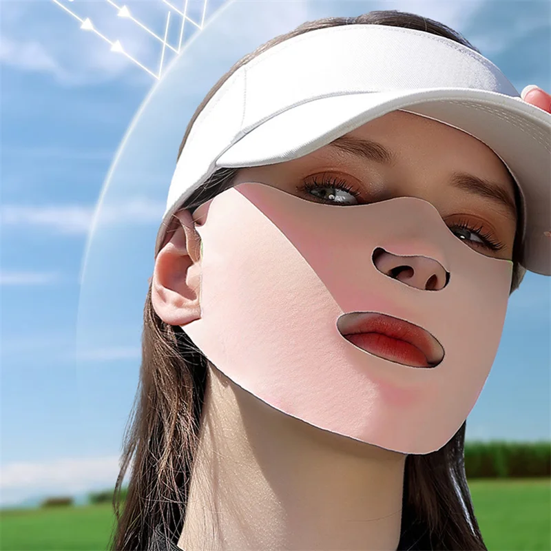 

Women Men Outdoor Sunscreen Mask Sports Cycling Breathable Washable Reusable Double Layer Ice Silk Mask Righing Hunting Hiking
