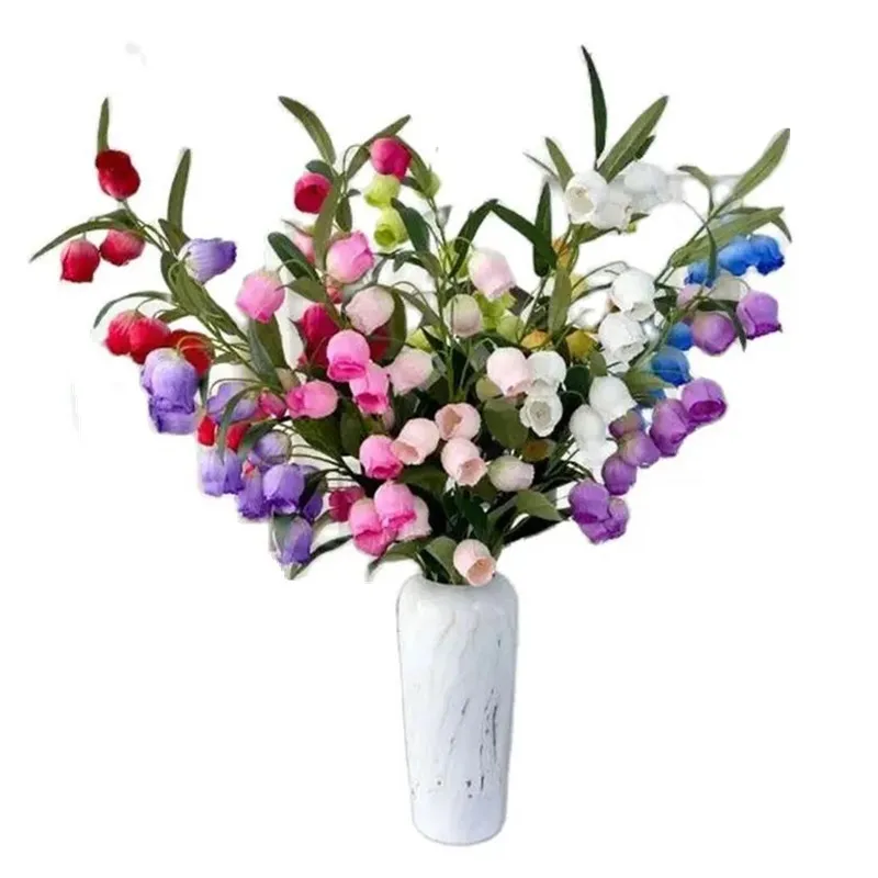 

Искусственный одинарный стебель Sandersonia Aurantiaca, 39 дюймов, имитация конвальларии, Зеленый лист для свадебного центра, 10 цветов