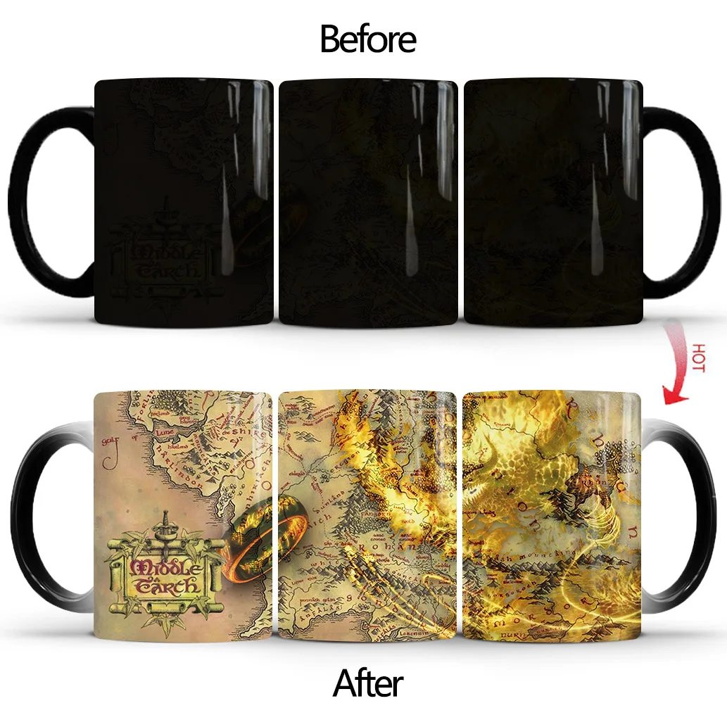 Кофейная чашка Властелин колец керамическая меняющая цвет Чашка средней земли