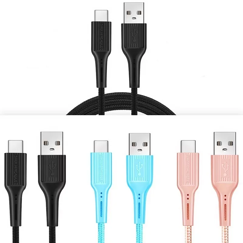 

USB Type C Cable 5pcs/lot 1m 2m 3m nylon braided data cable, suitable for Samsung Galaxy Note10 9 Huawei, Google, etc.