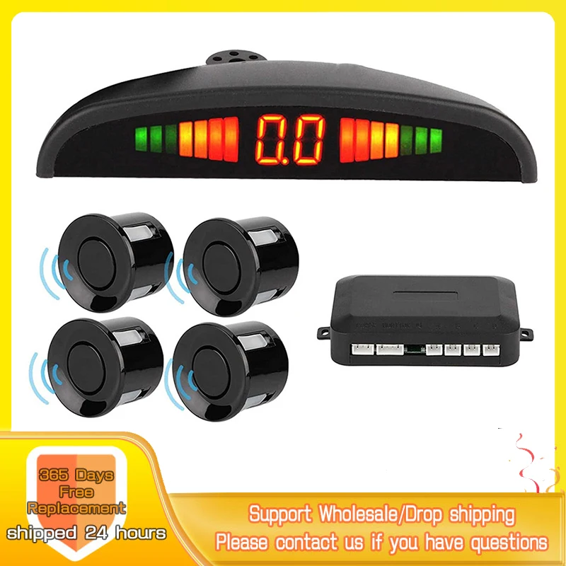 

2022 NEW Car LED Parking Sensor Kit 4 Sensors 22mm Reverse Radar Sound Alert Indicator System High Quality