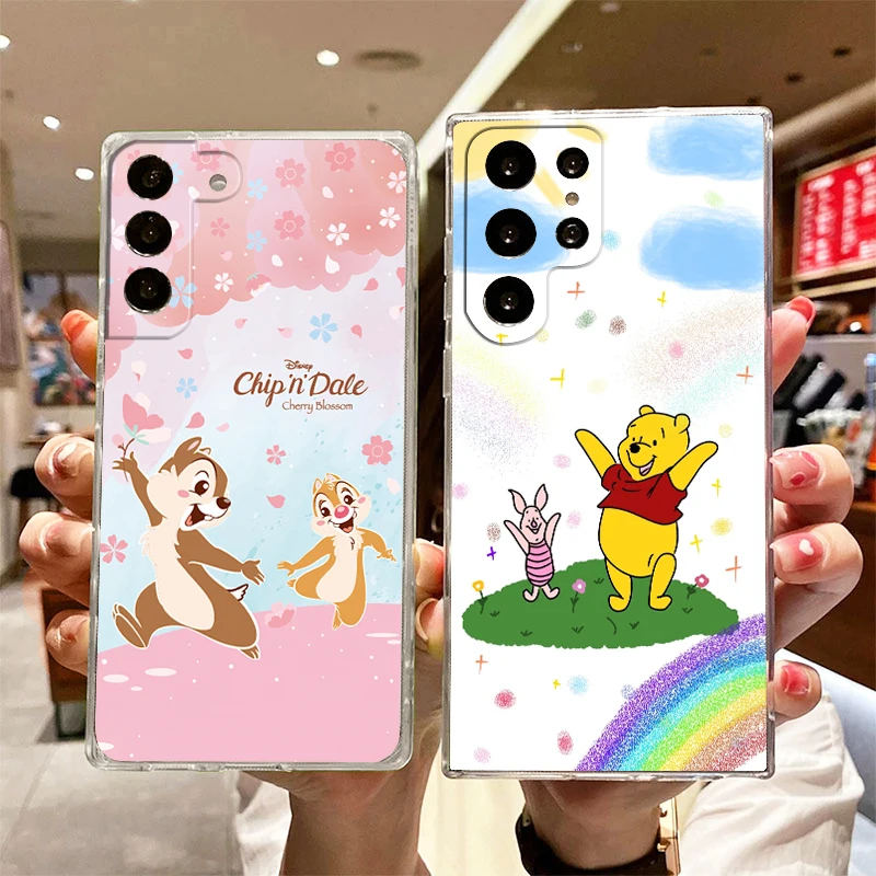 

Disney Winnie Bear Cute Transparent Phone Case For Samsung S23 S22 S21 S20 FE Ultra Pro Lite S10 S10E S9 S8 Plus 5G Cover