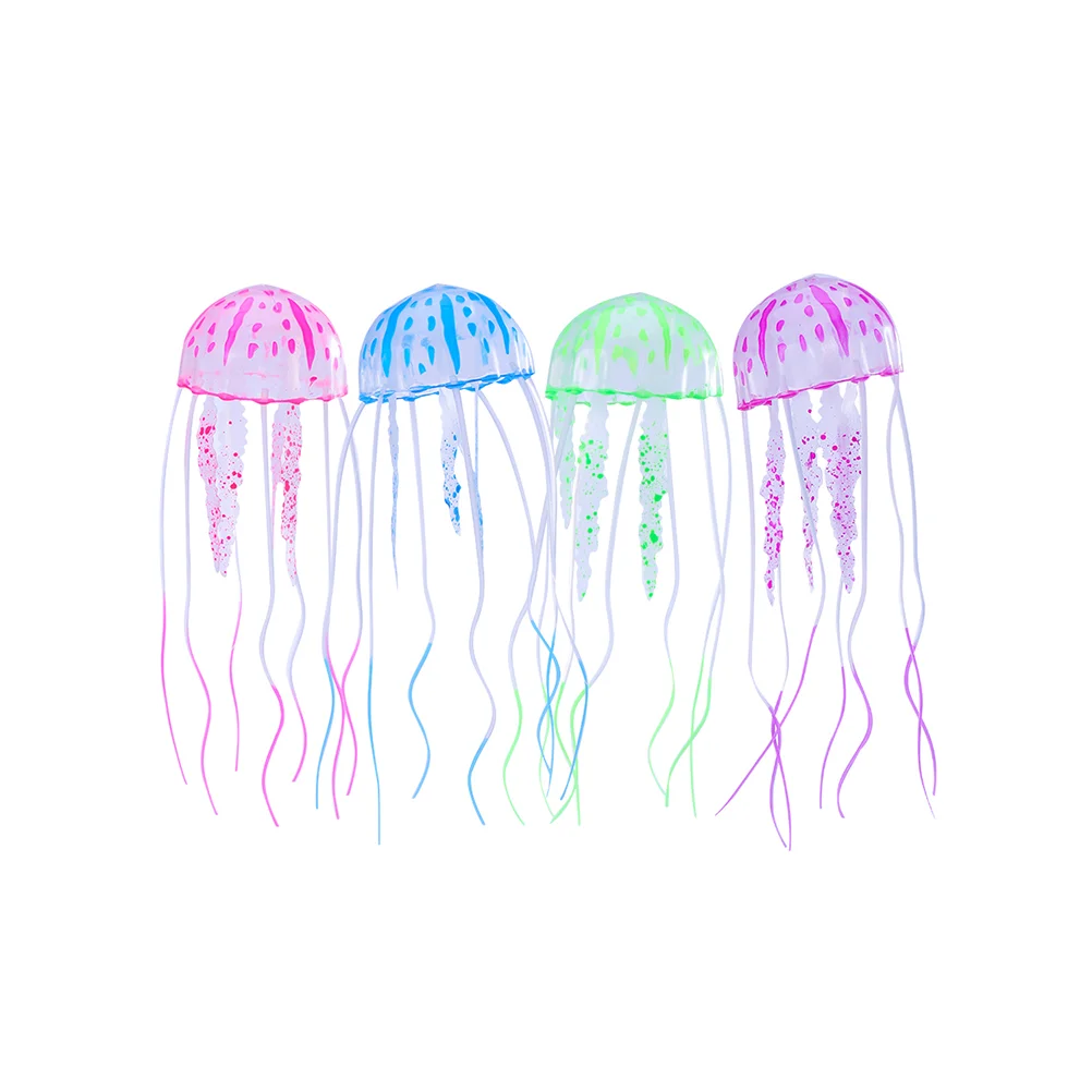 

4PCS Luminous Simulation Jellyfish Artificial Jellyfish Adornment Creative Decor for Aquarium Fish Tank (Random Color)