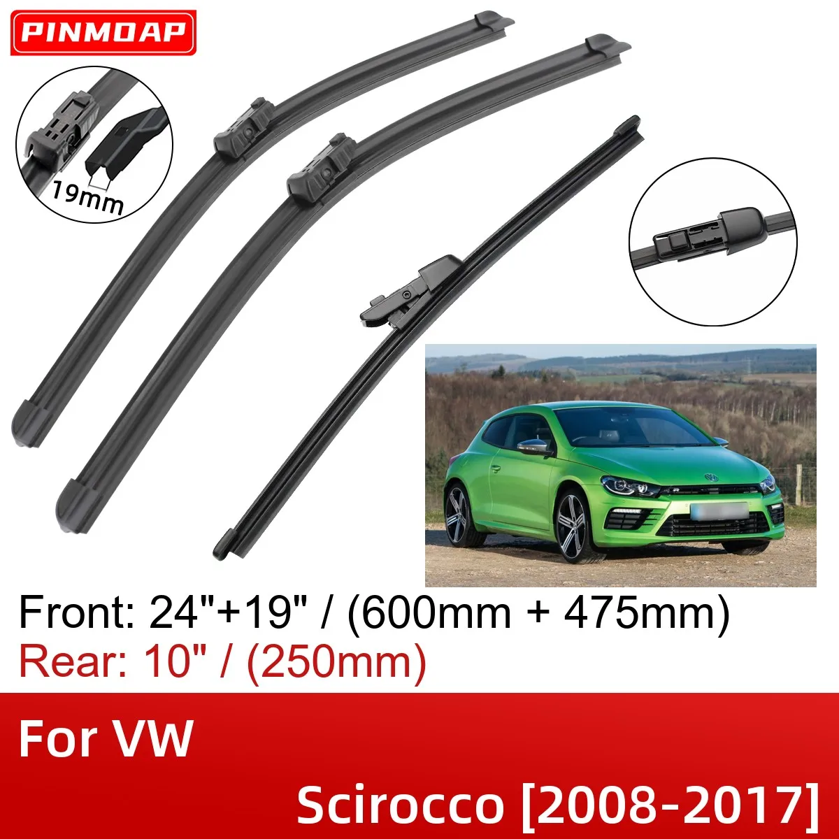 

Щетки стеклоочистителя для VW Scirocco, аксессуары для VW Scirocco 2008-2017, 24 дюйма, 19 дюймов, 10 дюймов, 2010, 2011, 2012, 2013, 2014, 2016, 2015, 2017