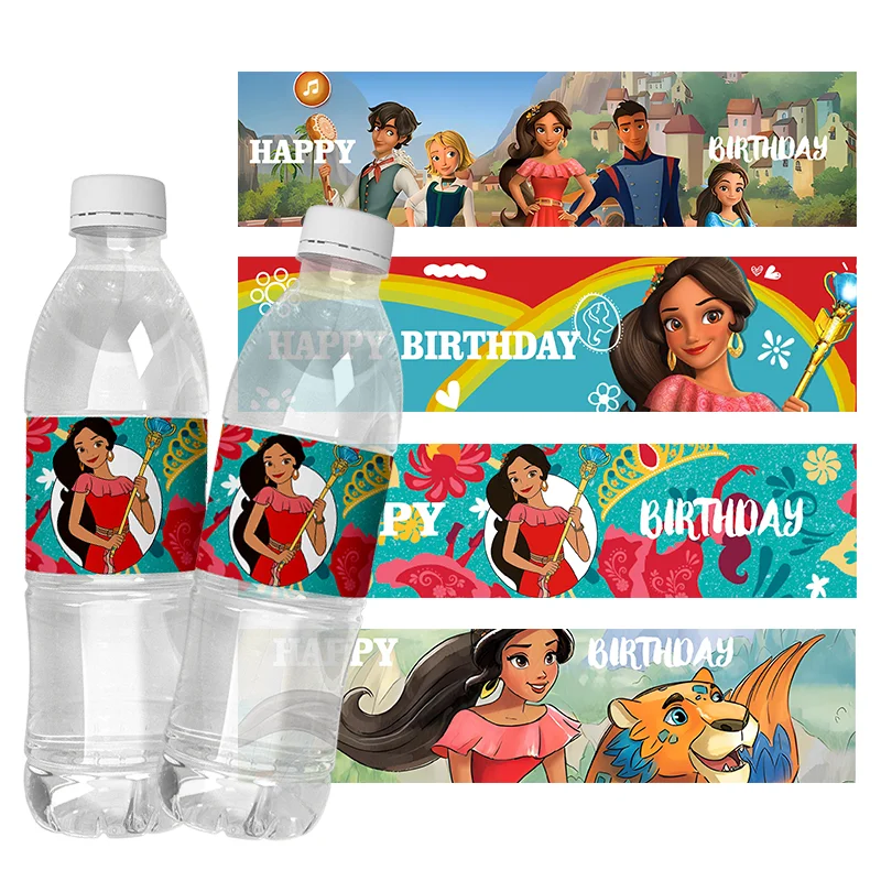 6pcs Disney Elena of Avalor Water Bottle Labels Happy Birthd