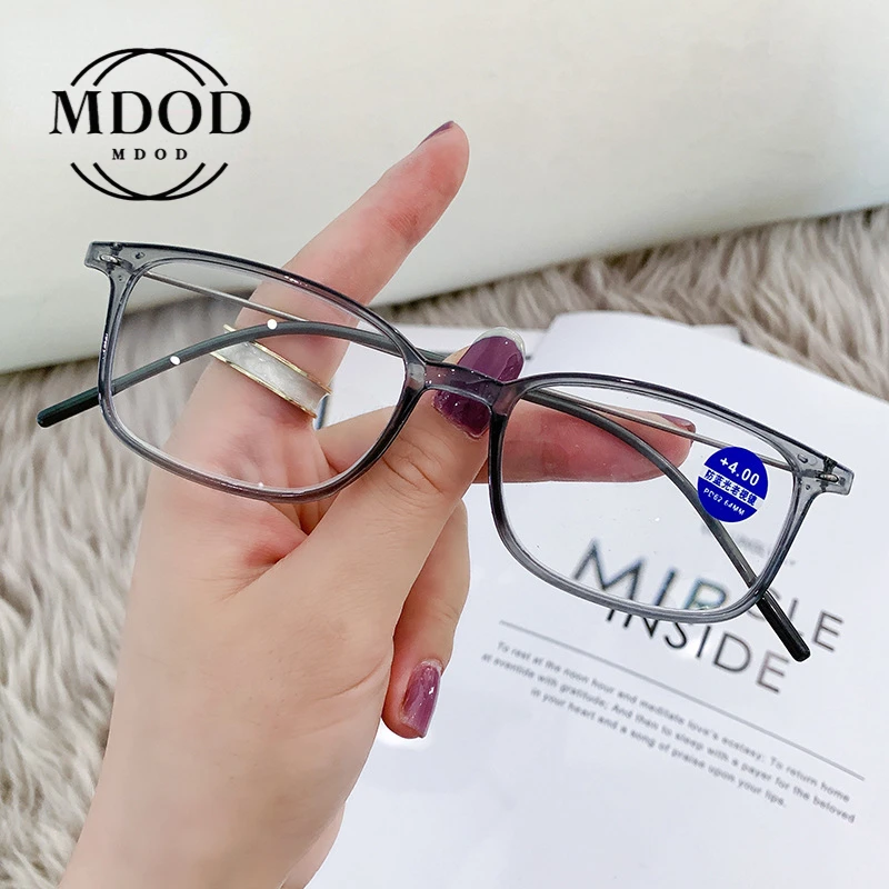 

Очки для чтения с защитой от синего света женские модные очки HD для дальнозоркости полная оправа ультратонкие очки из поликарбоната