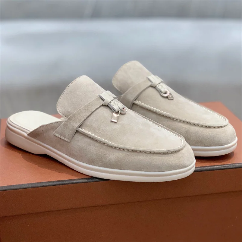 High Quality Women's Summer Cashmere Fashion Flat Loafers Women's Locking Pendant Comfortable Loafers Casual Women's Sandals.