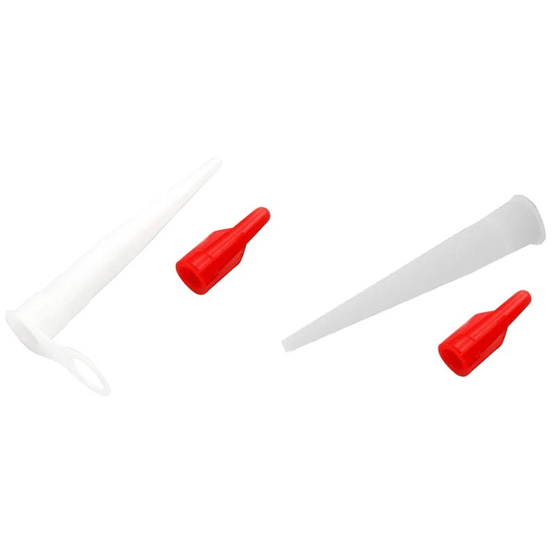 

20PCS Spiral Bottle Glass Glue Nozzle With Red Cap Cover Caulking Nozzle Package Silicone Tube Nozzle Cover